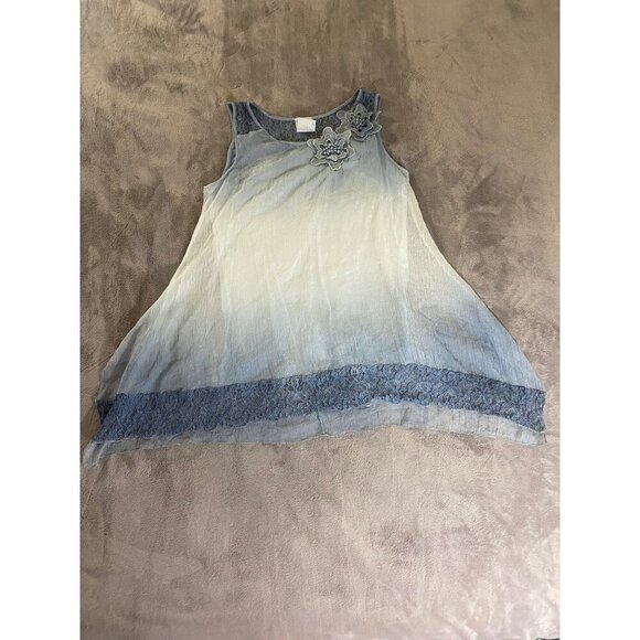 Fleur De Lis Women's Blue And White Ombra Soft Layered Blouse - Medium - Picture 5 of 13